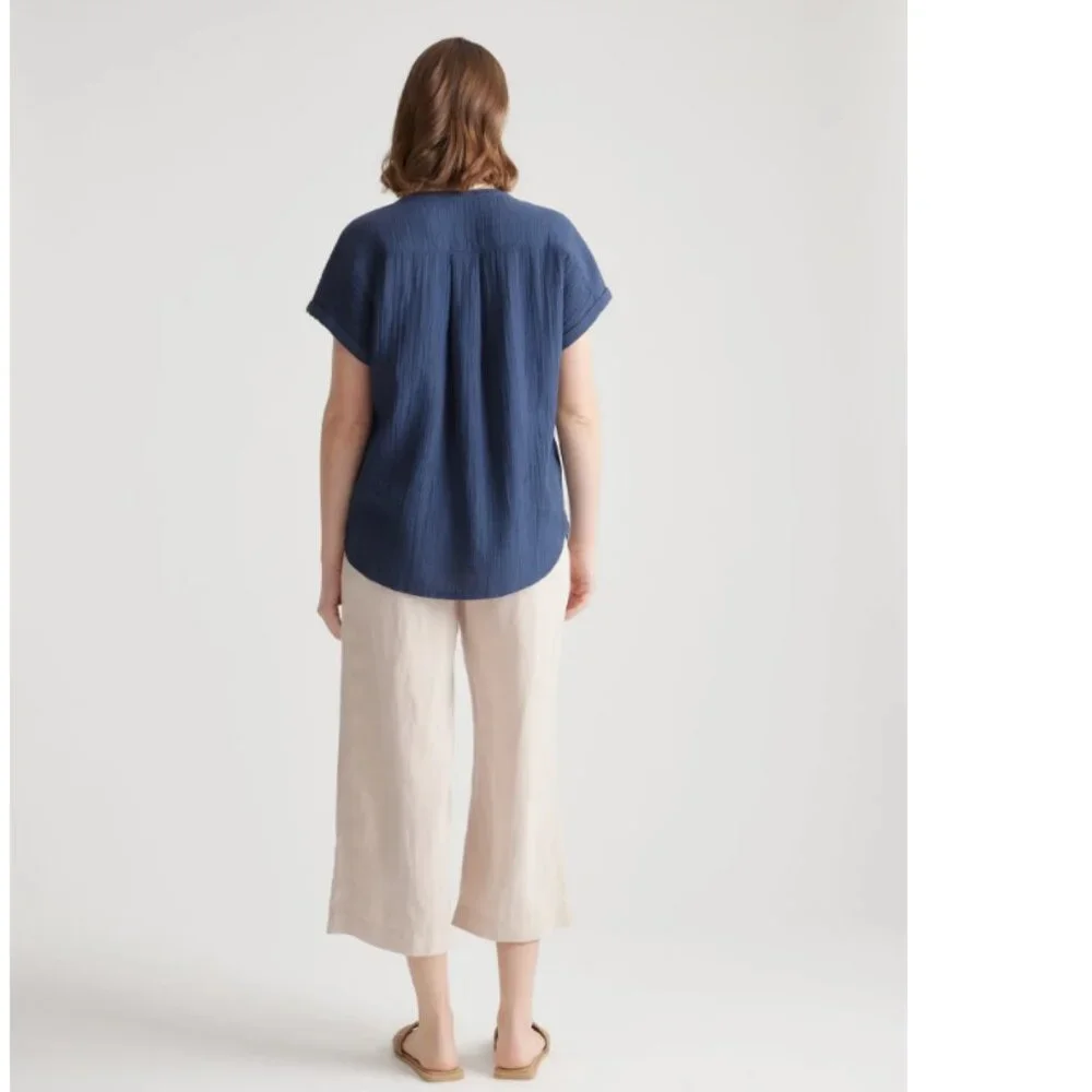 Quince 100% Organic Cotton Gauze Roll Sleeve Shirt L - Picture 2 of 12